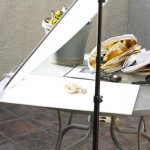 setup-a With the scrim over the top, more light comes to the front part of the shells and eliminates the shadows in front.