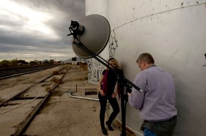 Jerry checks the exposure as he is tweaking in the light