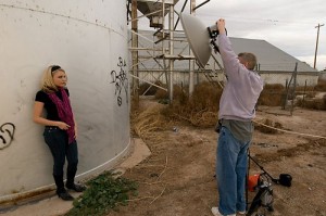 Jerry setting up the Elinchrome Ranger for a shot of Christina and the silo.
