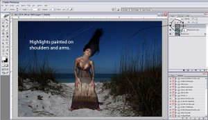 Highlight painting on the shot for Vanessa on the Beach